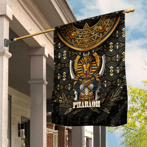 Pharaoh King Tut Egypt Garden Flag Hieroglyphic Gold Pattern - African Pride
