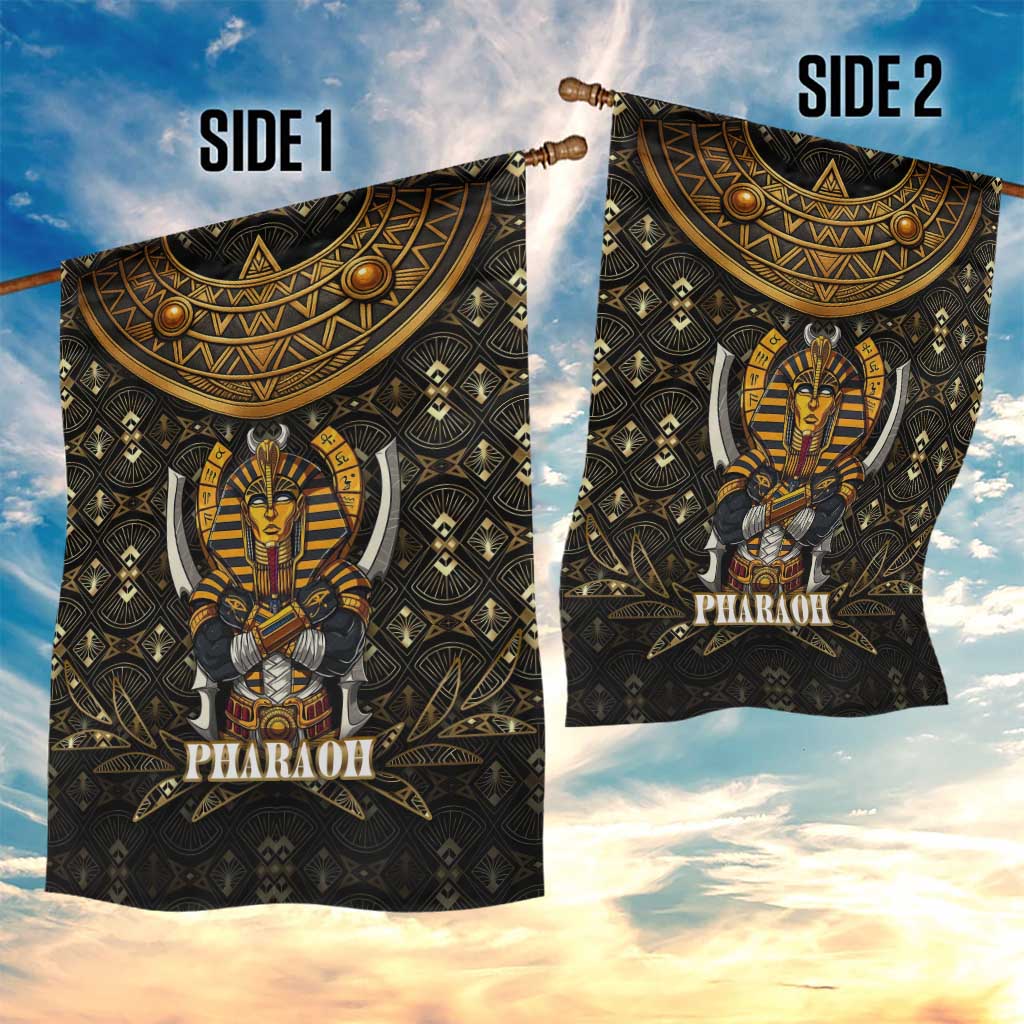 Pharaoh King Tut Egypt Garden Flag Hieroglyphic Gold Pattern - African Pride