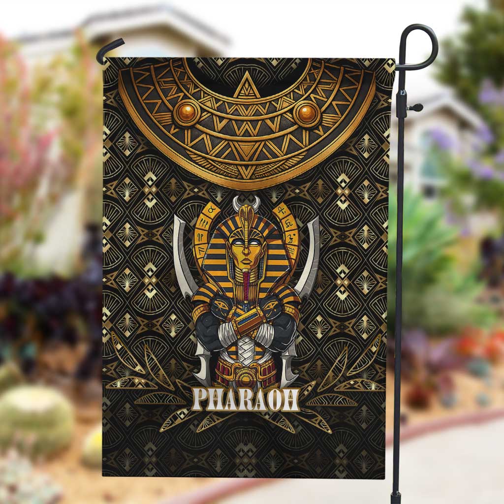 Pharaoh King Tut Egypt Garden Flag Hieroglyphic Gold Pattern - African Pride