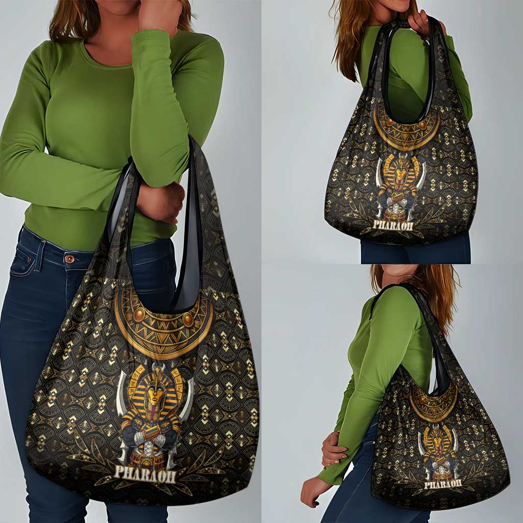 Pharaoh King Tut Egypt Grocery Bag Hieroglyphic Gold Pattern - African Pride