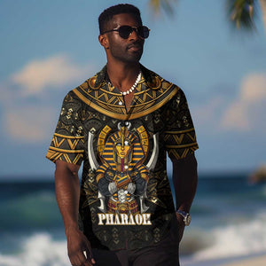 Pharaoh King Tut Egypt Hawaiian Shirt Hieroglyphic Gold Pattern - African Pride