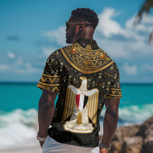 Pharaoh King Tut Egypt Hawaiian Shirt Hieroglyphic Gold Pattern - African Pride