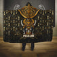 Pharaoh King Tut Egypt Hooded Blanket Hieroglyphic Gold Pattern - African Pride
