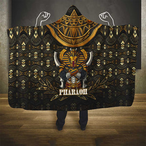 Pharaoh King Tut Egypt Hooded Blanket Hieroglyphic Gold Pattern - African Pride