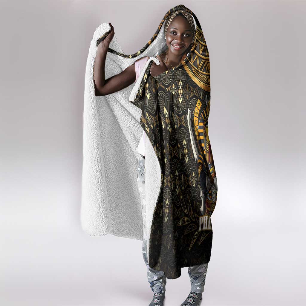 Pharaoh King Tut Egypt Hooded Blanket Hieroglyphic Gold Pattern - African Pride