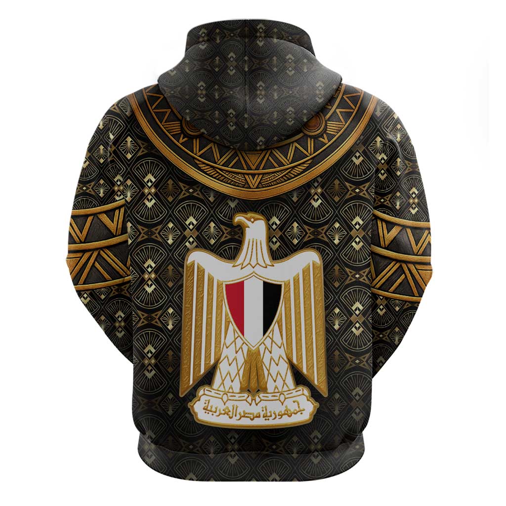 Pharaoh King Tut Egypt Hoodie Hieroglyphic Gold Pattern - African Pride