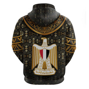 Pharaoh King Tut Egypt Hoodie Hieroglyphic Gold Pattern - African Pride