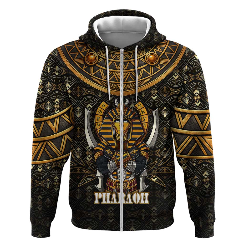 Pharaoh King Tut Egypt Hoodie Hieroglyphic Gold Pattern - African Pride