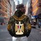 Pharaoh King Tut Egypt Hoodie Hieroglyphic Gold Pattern - African Pride
