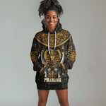 Pharaoh King Tut Egypt Hoodie Dress Hieroglyphic Gold Pattern - African Pride