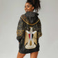 Pharaoh King Tut Egypt Hoodie Dress Hieroglyphic Gold Pattern - African Pride