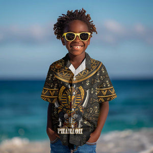 Pharaoh King Tut Egypt Kid Hawaiian Shirt Hieroglyphic Gold Pattern - African Pride