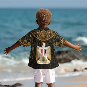 Pharaoh King Tut Egypt Kid Hawaiian Shirt Hieroglyphic Gold Pattern - African Pride