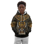 Pharaoh King Tut Egypt Kid Hoodie Hieroglyphic Gold Pattern - African Pride