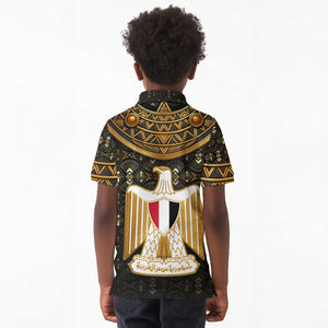Pharaoh King Tut Egypt Kid Polo Shirt Hieroglyphic Gold Pattern - African Pride