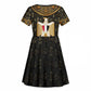 Pharaoh King Tut Egypt Kid Short Sleeve Dress Hieroglyphic Gold Pattern - African Pride
