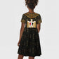 Pharaoh King Tut Egypt Kid Short Sleeve Dress Hieroglyphic Gold Pattern - African Pride