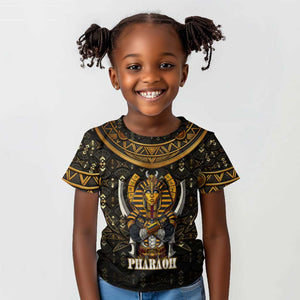 Pharaoh King Tut Egypt Kid T shirt Hieroglyphic Gold Pattern - African Pride