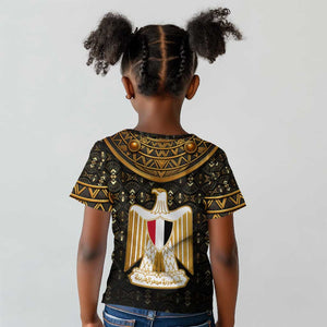 Pharaoh King Tut Egypt Kid T shirt Hieroglyphic Gold Pattern - African Pride