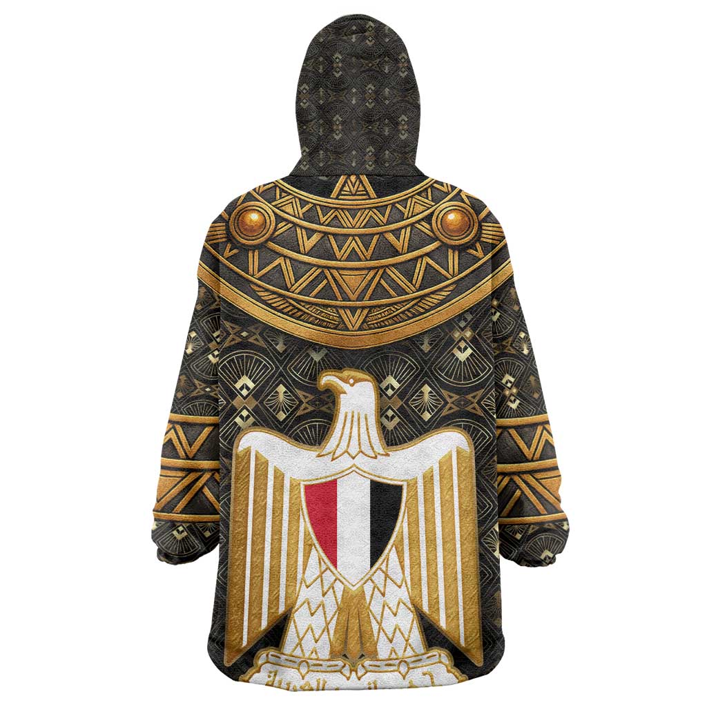 Pharaoh King Tut Egypt Kid Wearable Blanket Hoodie Hieroglyphic Gold Pattern - African Pride