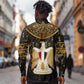 Pharaoh King Tut Egypt Long Sleeve Button Shirt Hieroglyphic Gold Pattern - African Pride