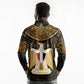 Pharaoh King Tut Egypt Long Sleeve Polo Shirt Hieroglyphic Gold Pattern - African Pride