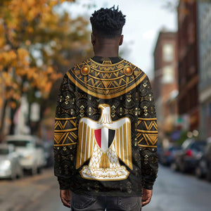 Pharaoh King Tut Egypt Long Sleeve Shirt Hieroglyphic Gold Pattern - African Pride