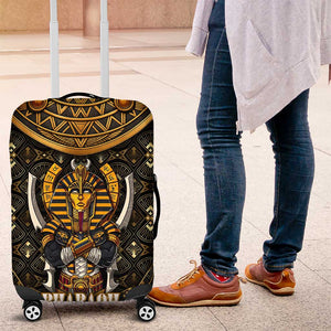 Pharaoh King Tut Egypt Luggage Cover Hieroglyphic Gold Pattern - African Pride