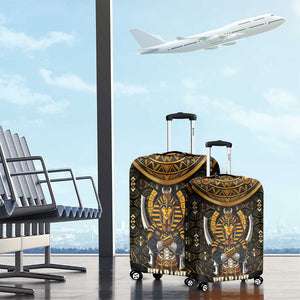 Pharaoh King Tut Egypt Luggage Cover Hieroglyphic Gold Pattern - African Pride