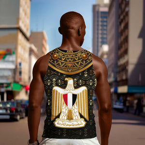 Pharaoh King Tut Egypt Men Tank Top Hieroglyphic Gold Pattern - African Pride