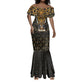 Pharaoh King Tut Egypt Mermaid Dress Hieroglyphic Gold Pattern - African Pride