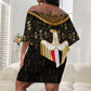 Pharaoh King Tut Egypt Off Shoulder Short Dress Hieroglyphic Gold Pattern - African Pride