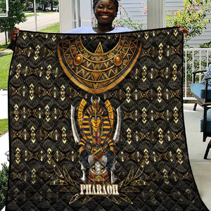 Pharaoh King Tut Egypt Quilt Hieroglyphic Gold Pattern - African Pride
