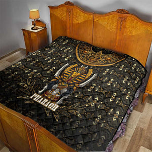 Pharaoh King Tut Egypt Quilt Hieroglyphic Gold Pattern - African Pride