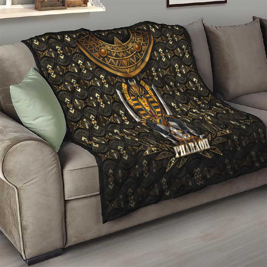 Pharaoh King Tut Egypt Quilt Hieroglyphic Gold Pattern - African Pride