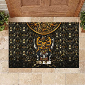 Pharaoh King Tut Egypt Rubber Doormat Hieroglyphic Gold Pattern - African Pride