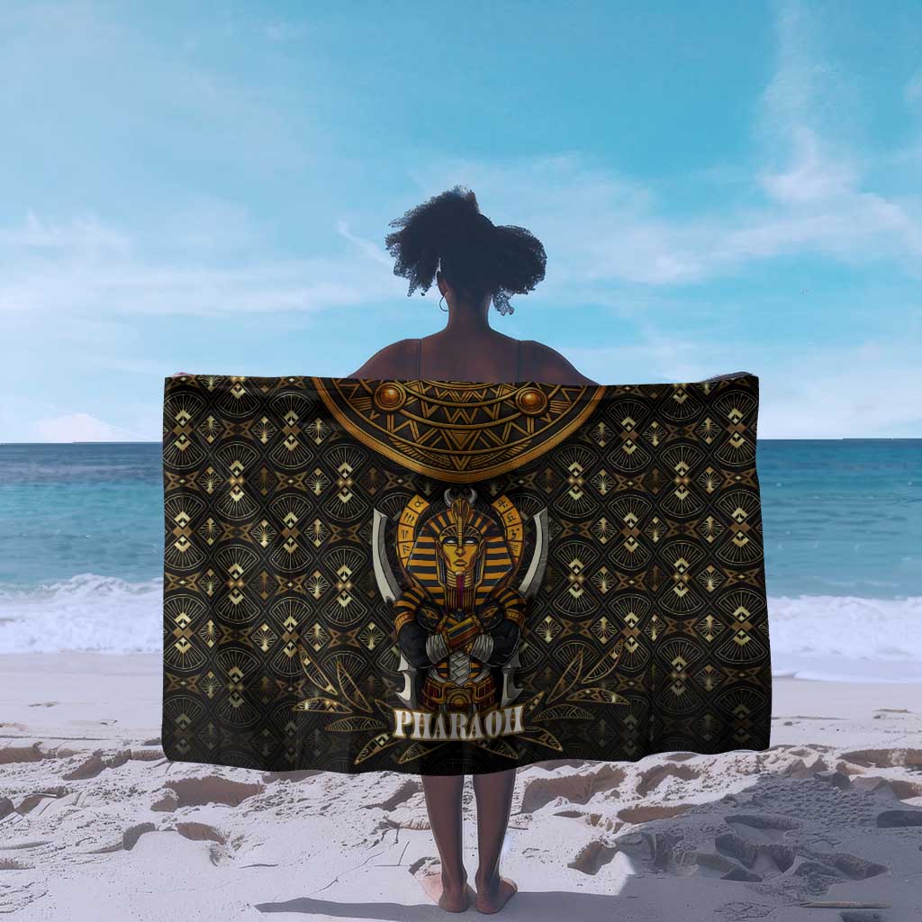 Pharaoh King Tut Egypt Sarong Hieroglyphic Gold Pattern - African Pride