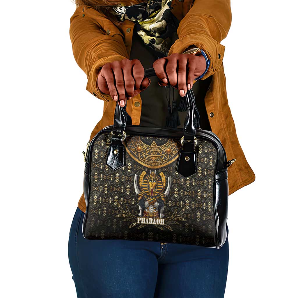 Pharaoh King Tut Egypt Shoulder Handbag Hieroglyphic Gold Pattern - African Pride