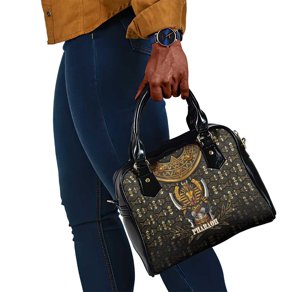 Pharaoh King Tut Egypt Shoulder Handbag Hieroglyphic Gold Pattern - African Pride