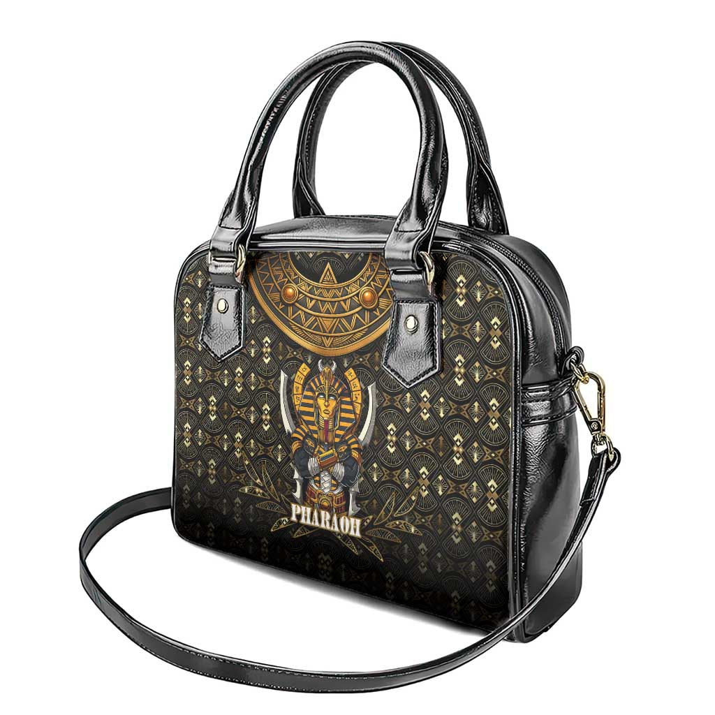 Pharaoh King Tut Egypt Shoulder Handbag Hieroglyphic Gold Pattern - African Pride