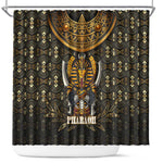 Pharaoh King Tut Egypt Shower Curtain Hieroglyphic Gold Pattern - African Pride
