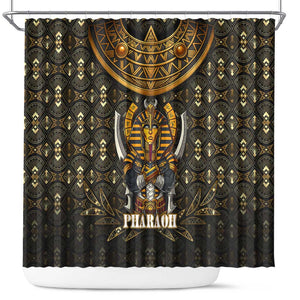 Pharaoh King Tut Egypt Shower Curtain Hieroglyphic Gold Pattern - African Pride