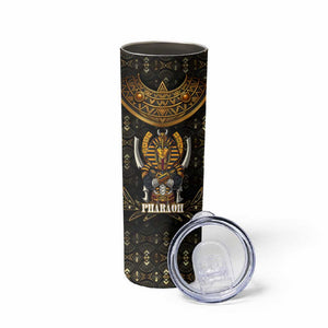 Pharaoh King Tut Egypt Skinny Tumbler Hieroglyphic Gold Pattern - African Pride