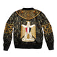 Pharaoh King Tut Egypt Sleeve Zip Bomber Jacket Hieroglyphic Gold Pattern - African Pride
