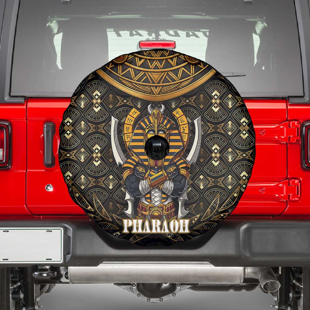 Pharaoh King Tut Egypt Spare Tire Cover Hieroglyphic Gold Pattern - African Pride