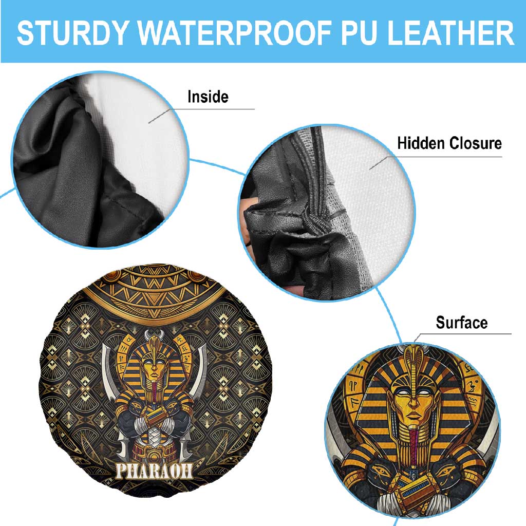 Pharaoh King Tut Egypt Spare Tire Cover Hieroglyphic Gold Pattern - African Pride