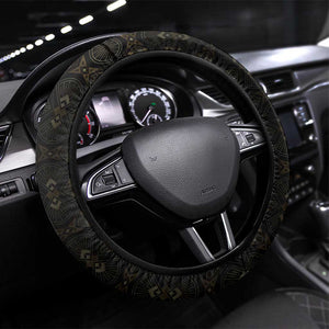 Pharaoh King Tut Egypt Steering Wheel Cover Hieroglyphic Gold Pattern - African Pride
