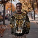 Pharaoh King Tut Egypt Sweatshirt Hieroglyphic Gold Pattern - African Pride