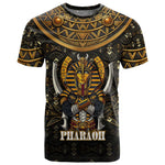 Pharaoh King Tut Egypt T shirt Hieroglyphic Gold Pattern - African Pride