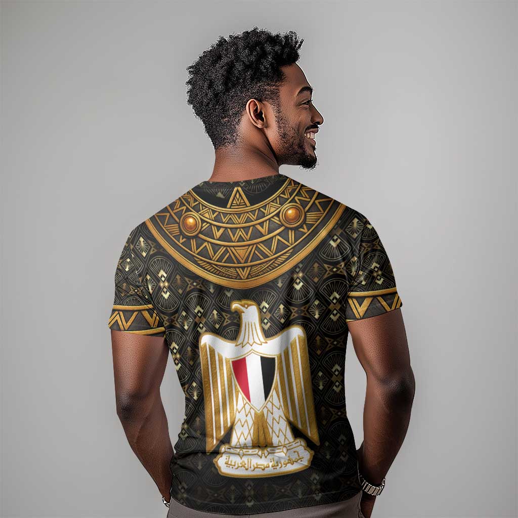 Pharaoh King Tut Egypt T shirt Hieroglyphic Gold Pattern - African Pride